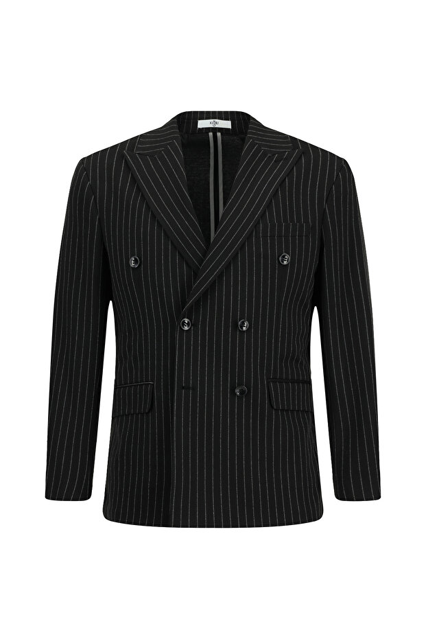 Regular Fit Çizgili Örme Ceket - 7