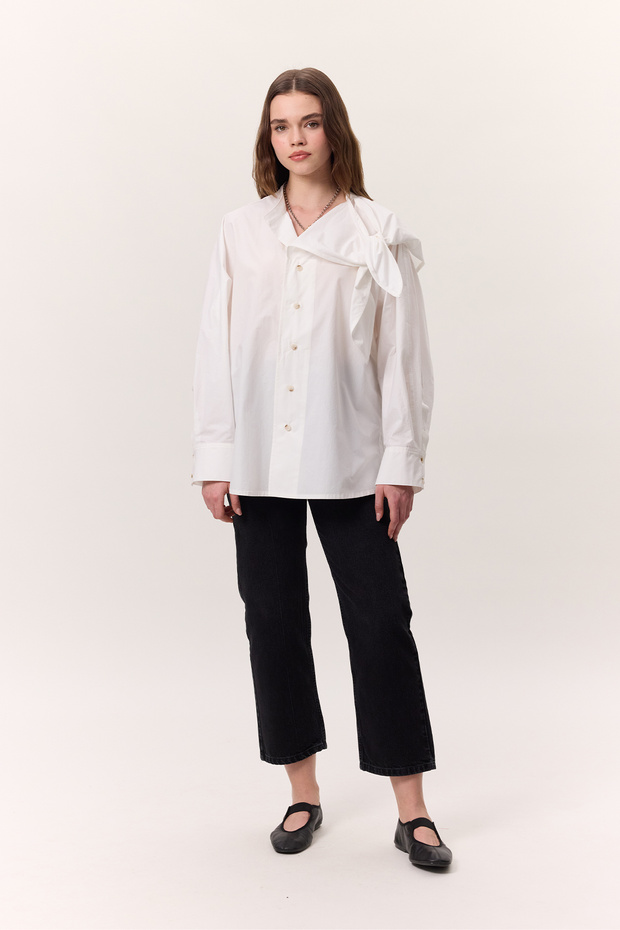 Chemise Ecru Detailed Design Tied - 1