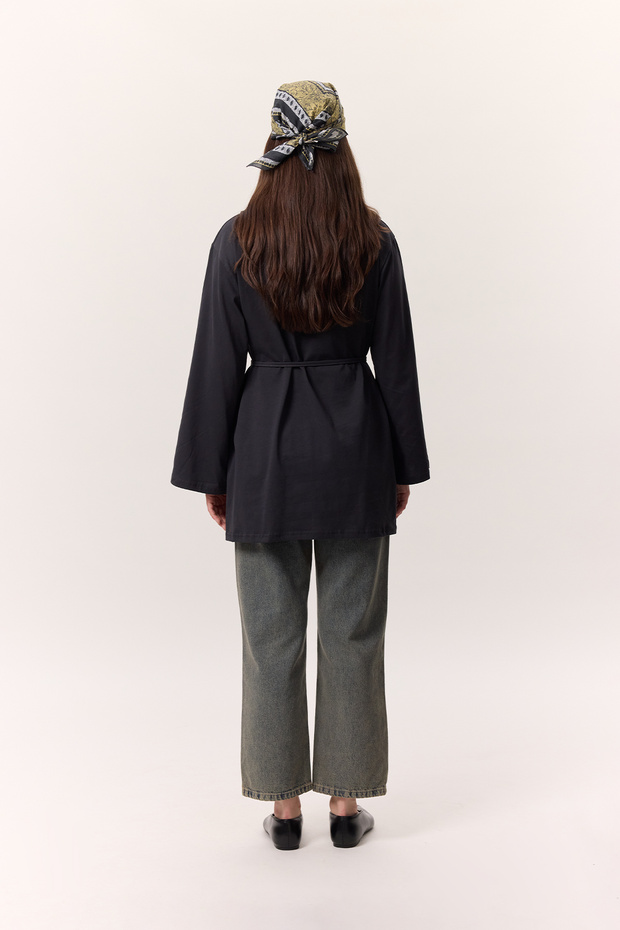 BAĞLAMA DETAYLI OVERSIZE TSHIRT ANTRASİT - 7