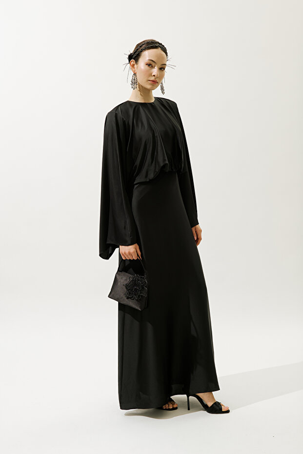 Rochie de seara ADELE SATIN NEGRA - 4