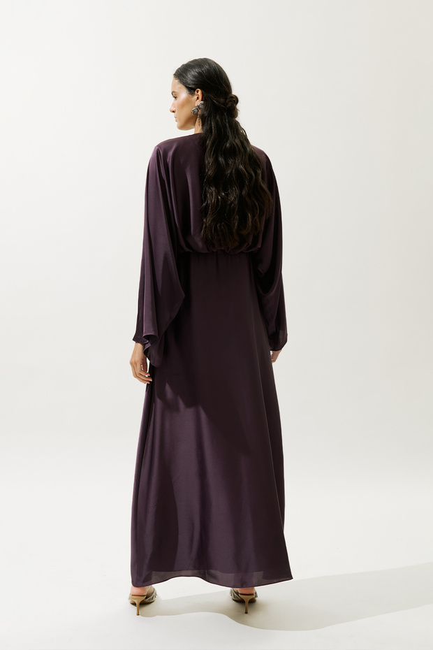 Rochie de seară ADELE SATIN ROCHIE PURPLE - 6