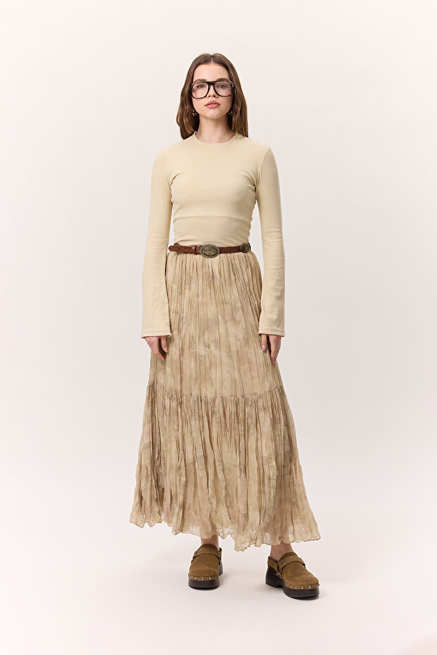 DESENLİ CRUSH PİLİSELİ ETEK NOVA - 3