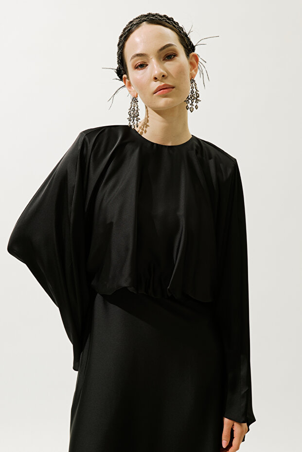 Rochie de seara ADELE SATIN NEGRA - 3