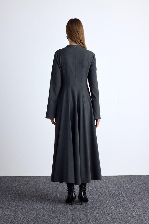 Antracit hosszú ruha - Flounces Fit - 6