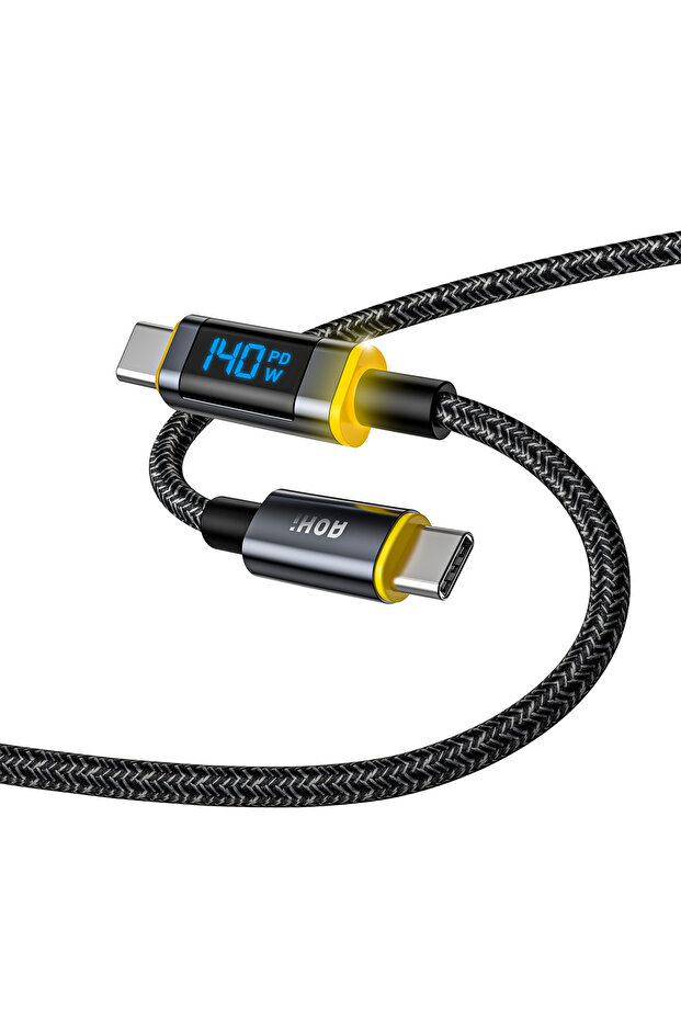 Magline Type-c To Type-c 140w Pd3.1 Led Ekranlı Örgülü 1.2m Süper Hızlı Şarj Ve Data Kablosu - 2