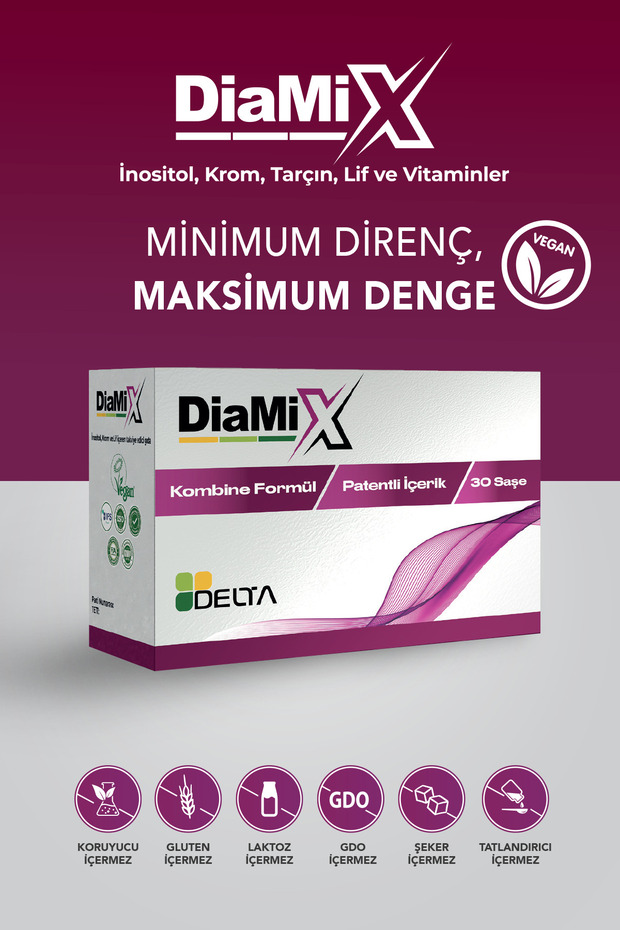 Diamix Inositol Chromium Cinnamon Fiber Vitamin-Containing Supplementing Food 30 Sachets