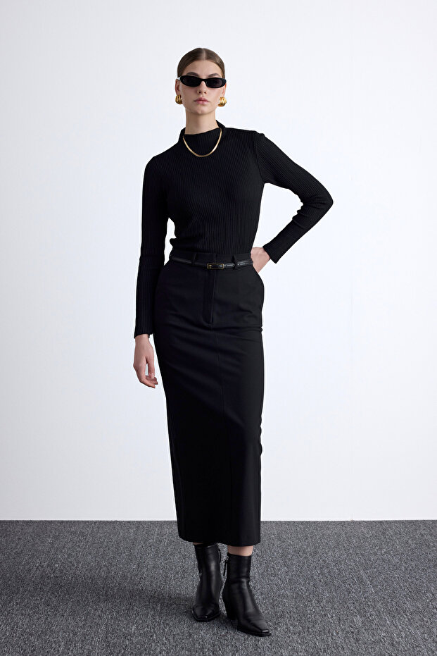 Czarna klasyczna spódnica - 4