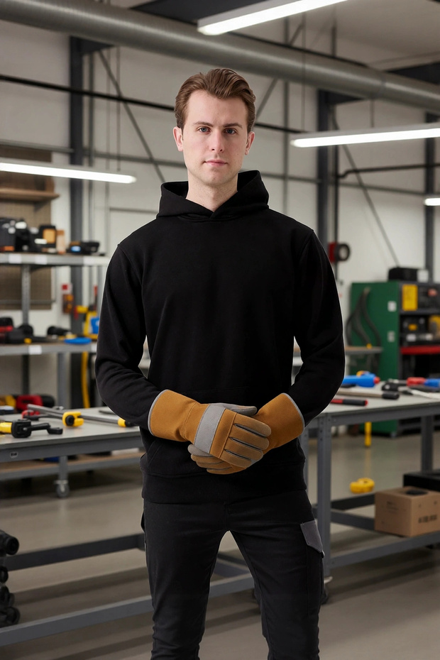 Men's Cordless Hoodie Sweatshirt with Hood Suitable for Casual Sports Style Wear