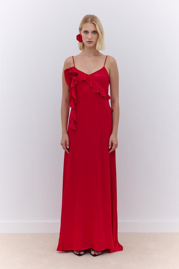 Rochie de seara cu bretele Rosalie rosie - 3