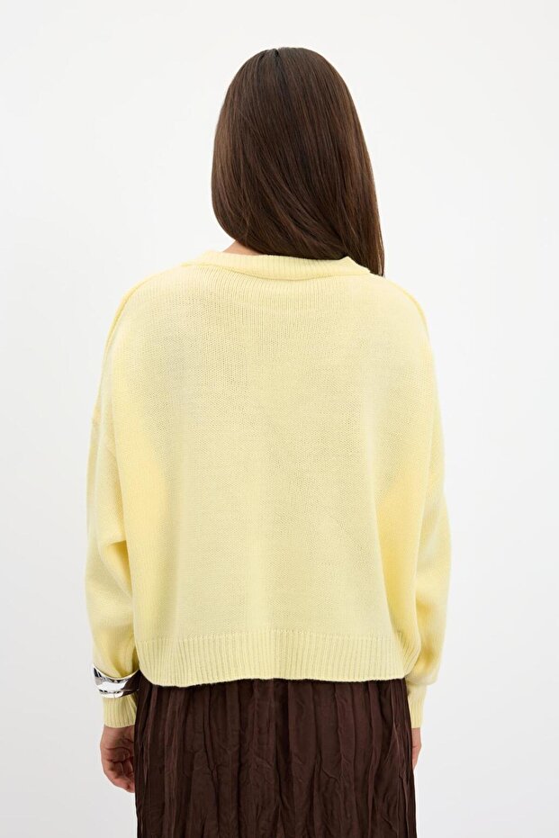 Basic Triko Kazak Sarı - 8