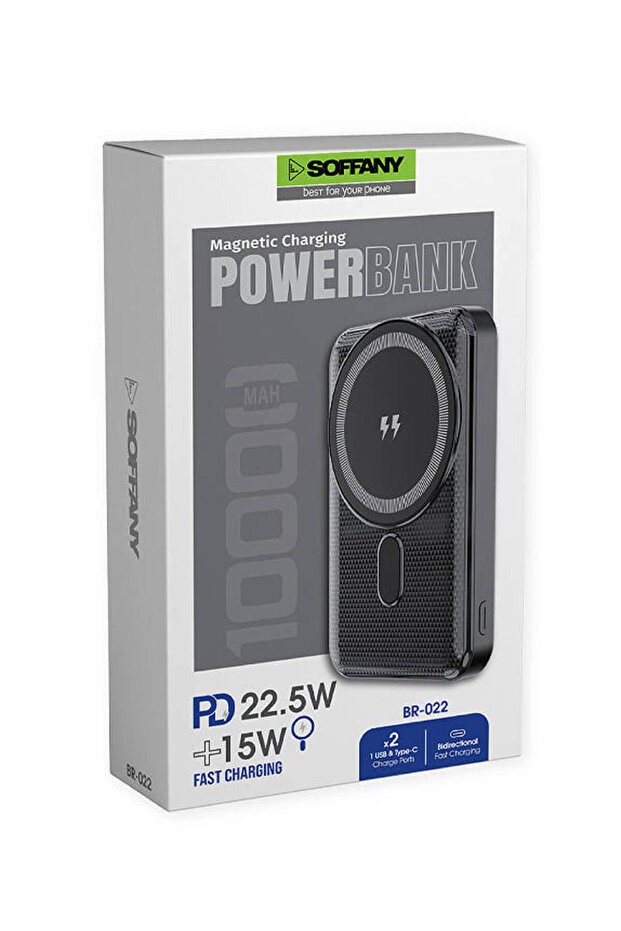 BR-022 10.000 mAh Magsafe P.Bank Hızlı Şarj Type-C + USB Giriş-Çıkış - 4