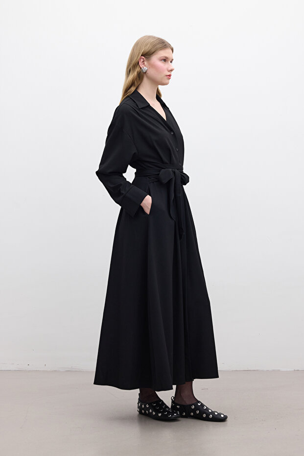 Fekete öves redős részlet ruha - 5