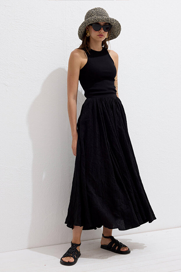 CRUSH EFEKTLİ PREMIUM ETEK SİYAH - 3