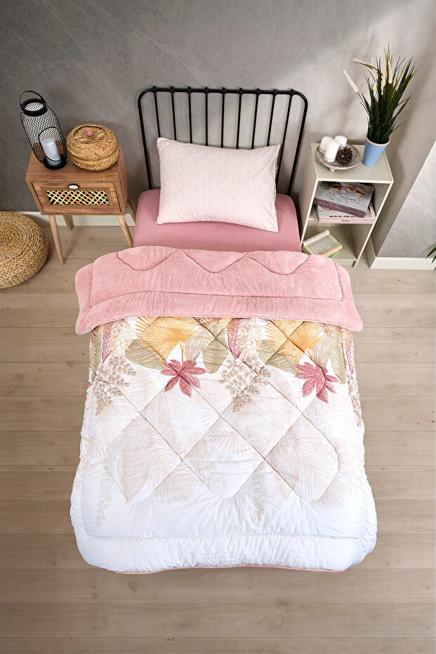 Single Double Sided Luxury Welsoft Elite Quilt Soft Fleece Quilt and Pillow Case Alena Powder