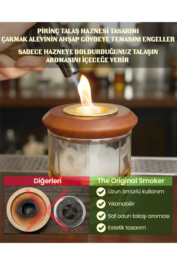 Viski Tütsüleme Seti ve Sergileme Standı / Kokteyl Tütsüleme Kiti / Kahve Tütsüleme Seti - 5