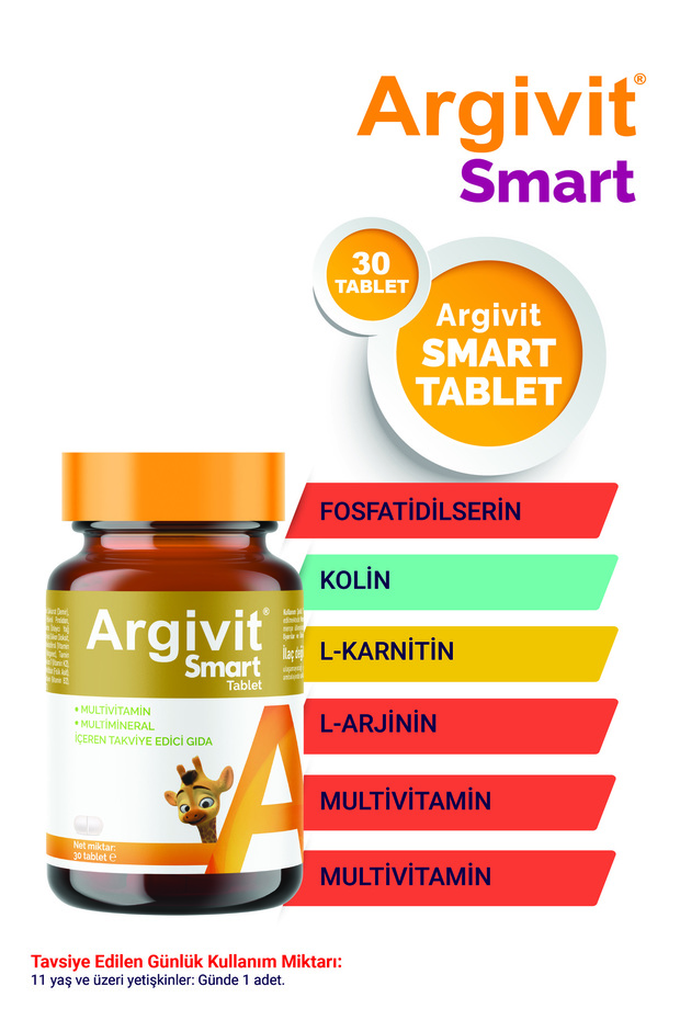 Smart Tablet 30 Tablet Fosfatidilserin Kolin L-Arginin Multivitamin ve Multimineral - 2