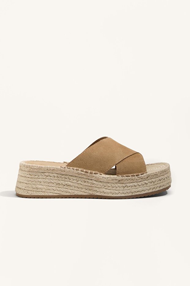 Split-leather wedge sandals - 1