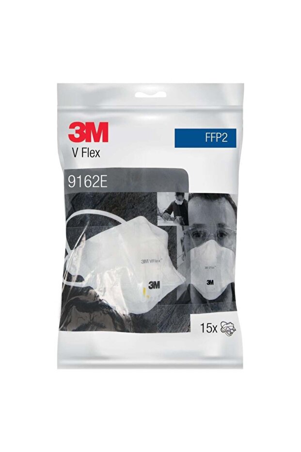 9162E FFP2 Ventilli Toz Maskesi 1 Paket 15 Adet - 1