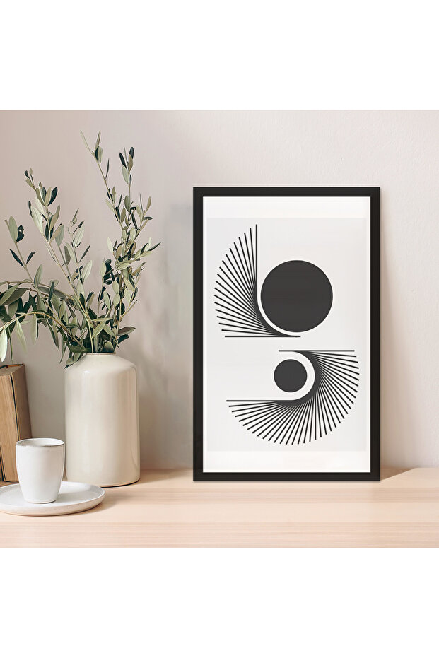 1 Adet Mavi Mdf Zeminli Krem Minimal Mdf Çerçeve Görünümlü Mdf Tablo - 1