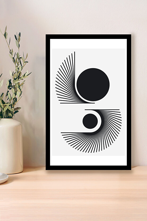1 Adet Mavi Mdf Zeminli Krem Minimal Mdf Çerçeve Görünümlü Mdf Tablo - 2
