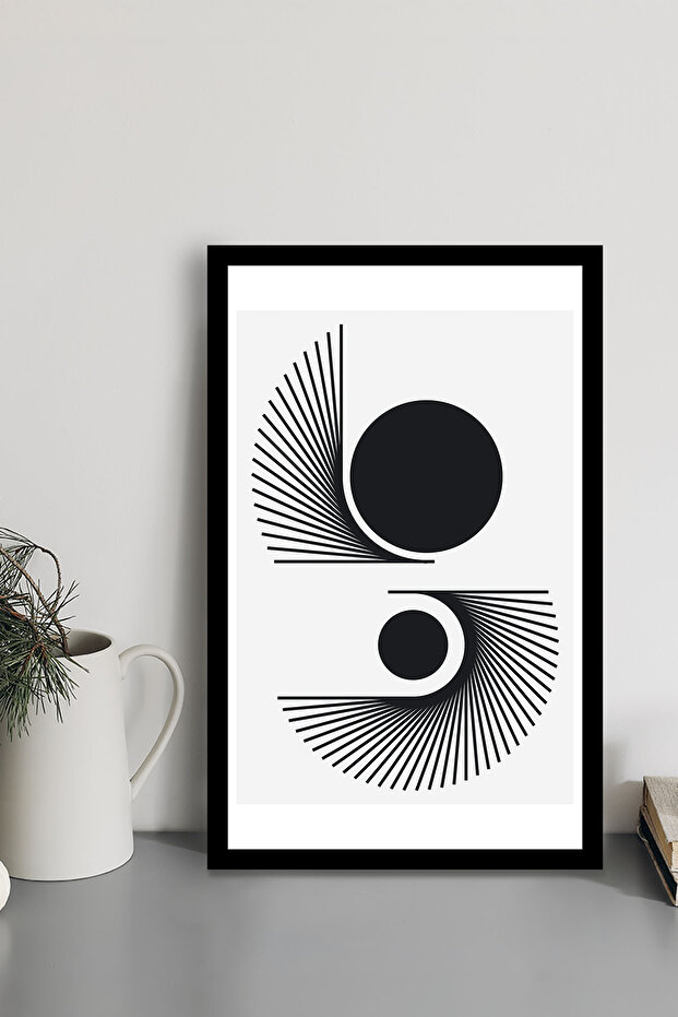 1 Adet Mavi Mdf Zeminli Krem Minimal Mdf Çerçeve Görünümlü Mdf Tablo - 3