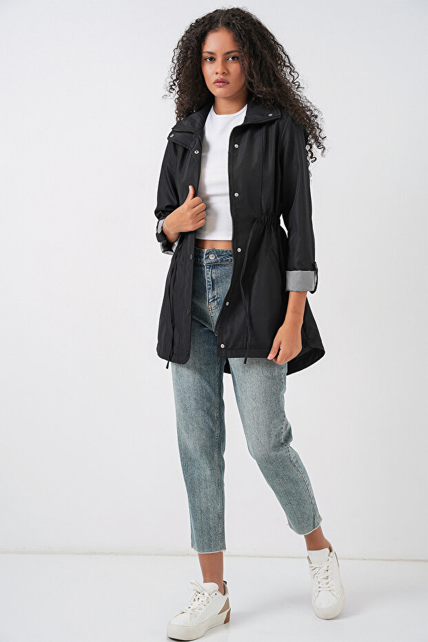 10322 Trenčko do pasu - černý - 2