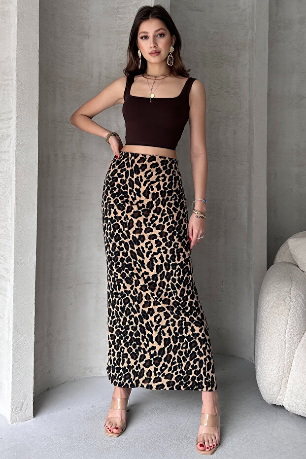 Fusta creion lungă cu model leopard - 4