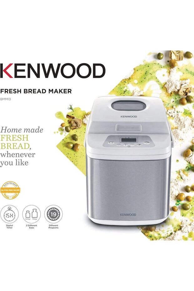 19-in-1 Automatic Bread Maker with Digital Timer, 19 Programs, and 15-Hour Delay – White/Silver - 3