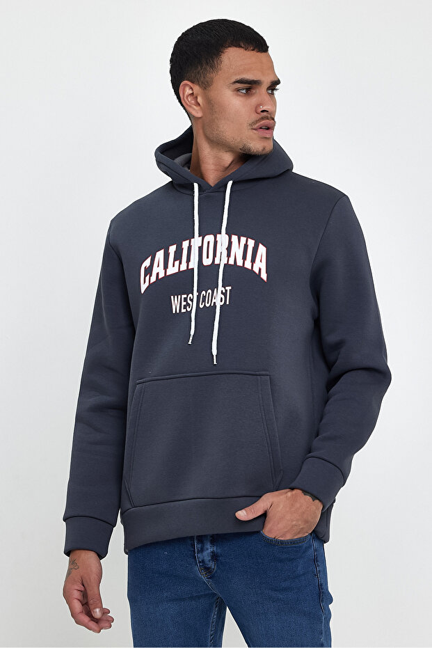 Men's Hooded Comfortable In-mold Fleece 3 thread California West Printed Sweatshirt spr24sw08