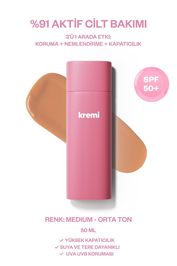 Bb Cream Spf50 High Coverage, Moisturizing, Tone Equalizing, Brightening - Medium (Wheat)50Ml
