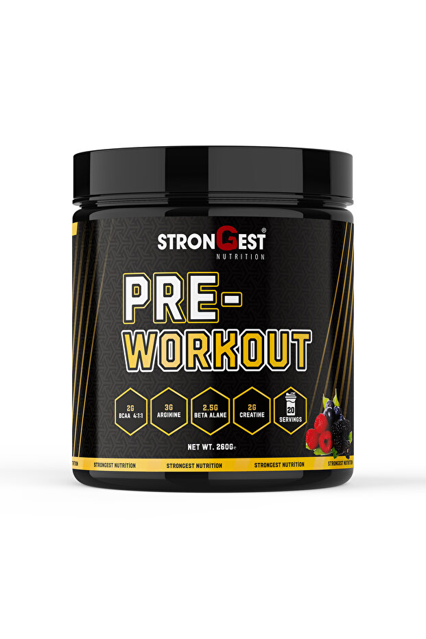 Strongest Nutrition Pre-Workout 260 Gr 20 Servis Kırmızı Orman Meyve Aromalı