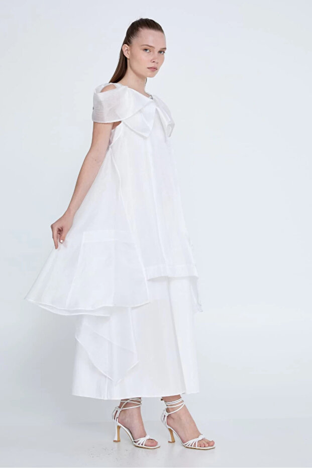 Off-the-shoulder evening dress