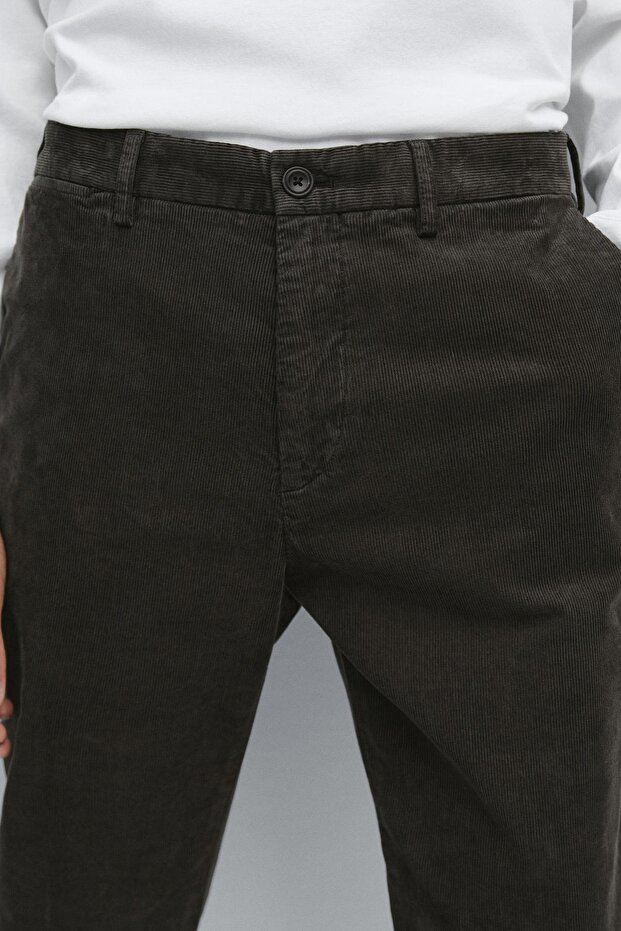 Fitilli kadife slim fit pantolon - 3