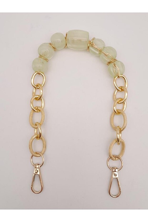 Angel Bag Accessory 42 cm with Hook Water Green Color Acrylic Chain Light Gold Metal