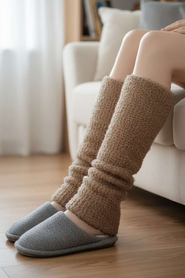 Women's Winter Knee Pads Bearded Leggings Socks