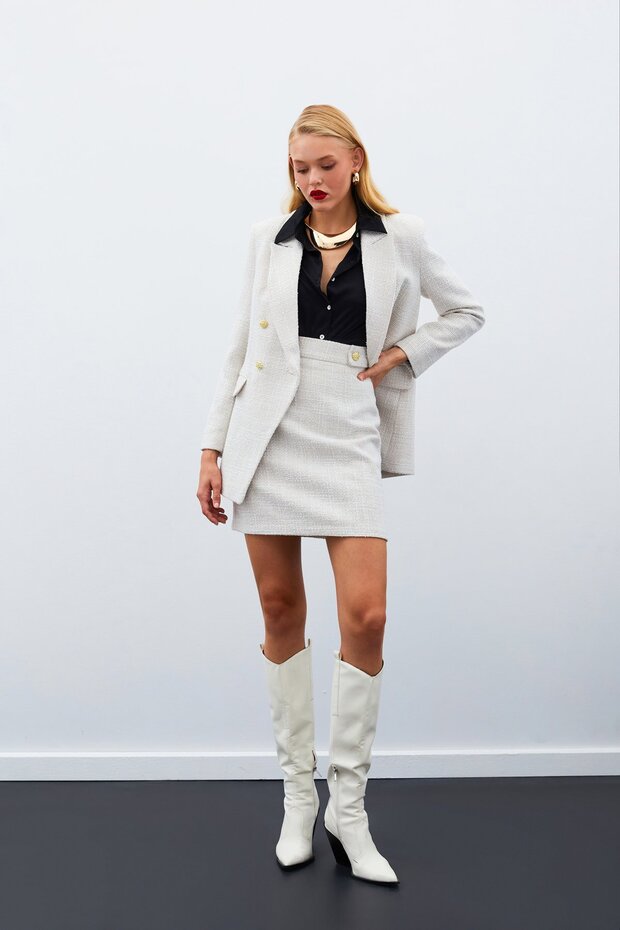 Mini Boy Tüvit Etek - Bej - 4