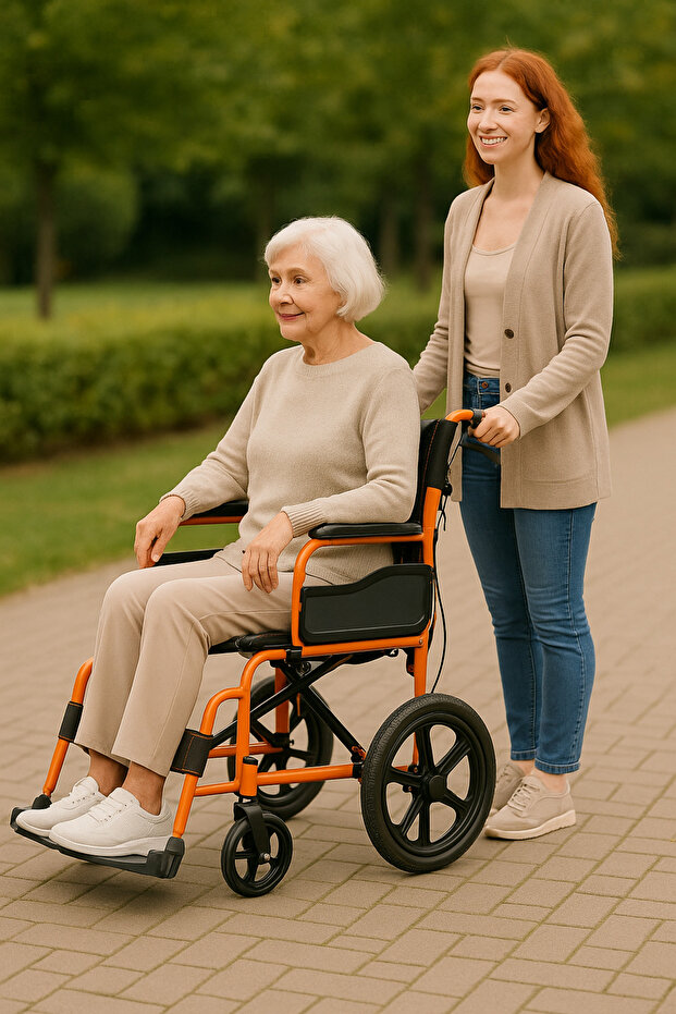 Kolay Katlanabilir Refakatçi Frenli Hasta Transfer Sandalyesi - 1