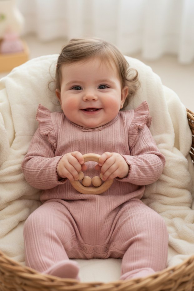 Baby Girl 100% Cotton Bandana Jumpsuit with Snap-On Booties Powder