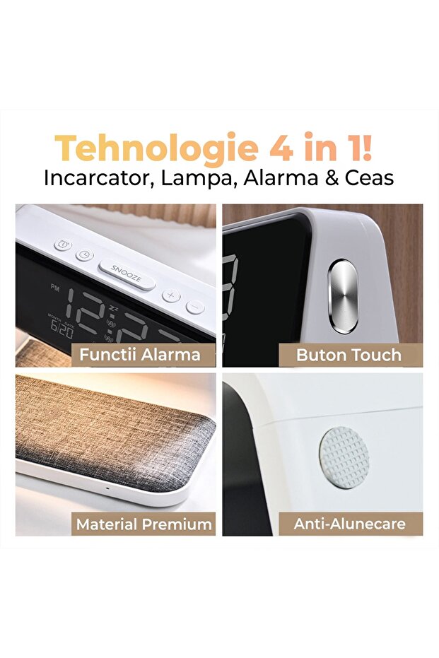 Wireless Charger, Fast Charge 10W, with digital clock and alarm, with warm night light, compatible - 3