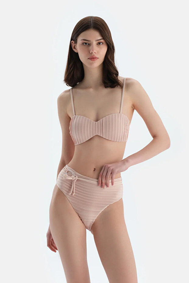 Ekru Yüksek Bel Bikini Alt - 1