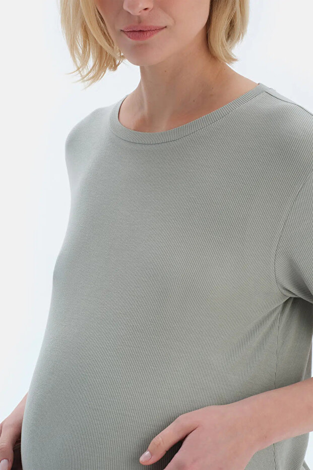 Açık Yeşil Kaşkorse Hamile Tişört Şort Pijama Takımı - 5