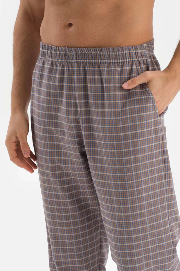Szürke kockás szőtt pizsama alsó - 4