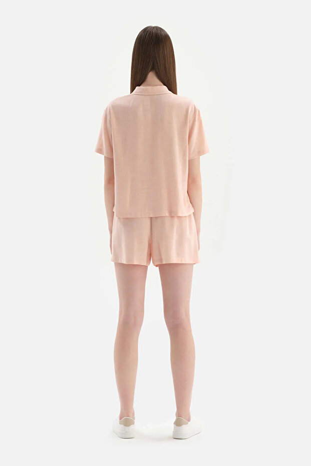 Açık Pembe Dokuma Şort - 2