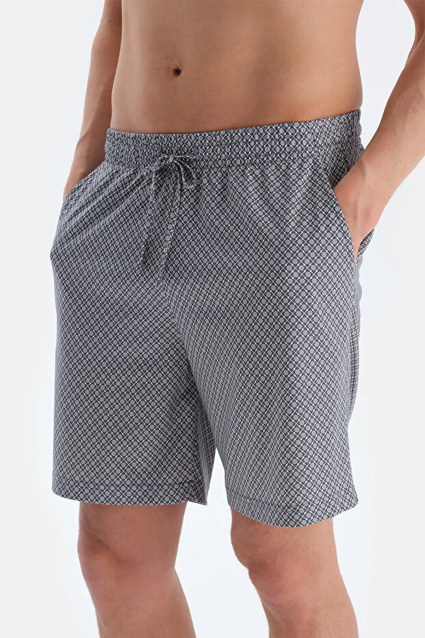 Indigo Baskı Ve Dikiş Detaylı Tişört Şort Pijama Takımı - 6