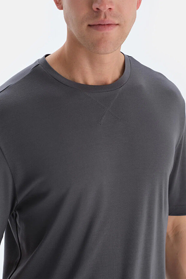 Füme Cool Touch Dikiş Detaylı Tişört Şort Pijama Takımı - 5