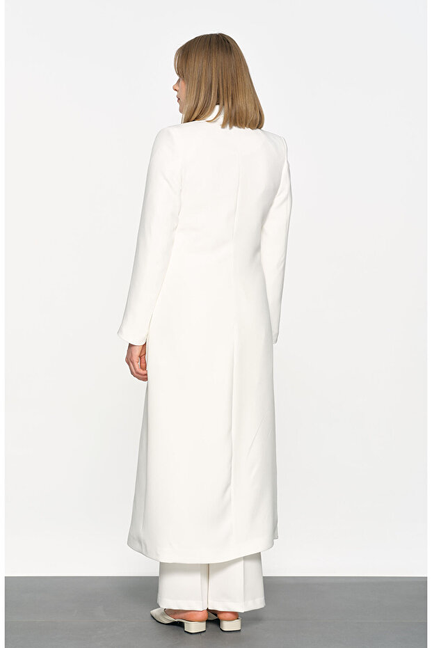 Tam Boy Maksi Ceket Ekru - 7