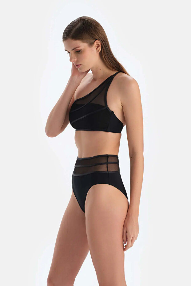 Siyah Tek Omuz Bikini Üst - 3