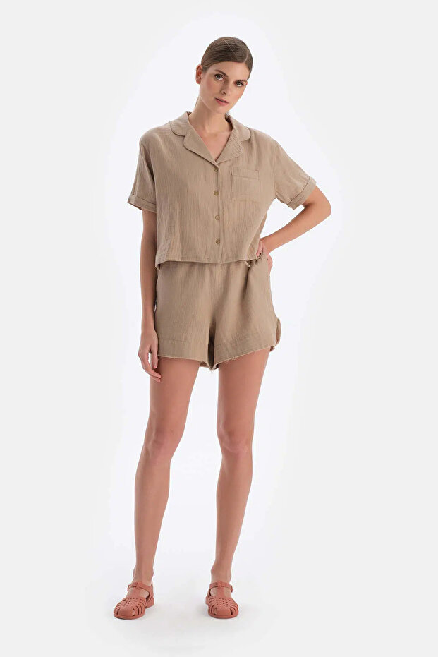 Bej Müslin Şort - 1