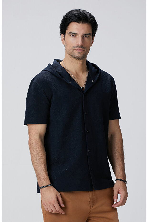 Siyah Jakarlı Gömlek - 5