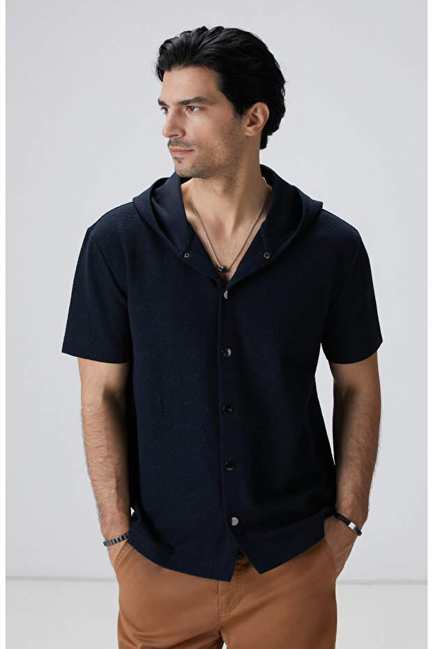 Siyah Jakarlı Gömlek - 4